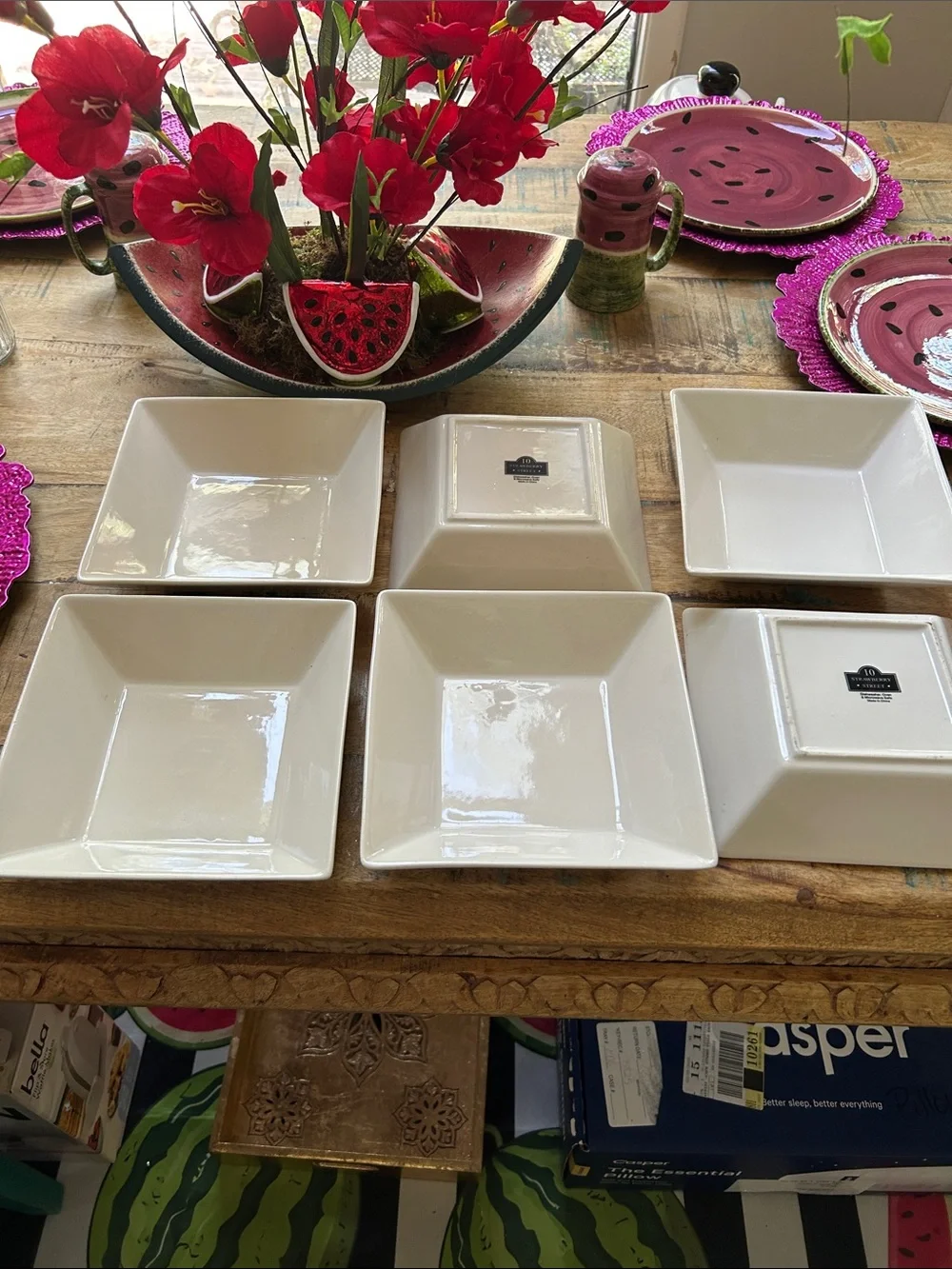 White Ceramic Square Serving Bowls - Set of 6 By 10 Strawberry Street
